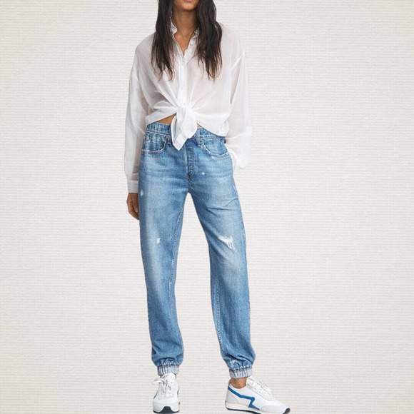 rag & bone Pants - Rag & Bone Miramar Cotton Denim High Rise Ankle Jogger Pants Large